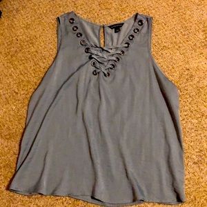 Ladies dusty blue camisole with grommet detail